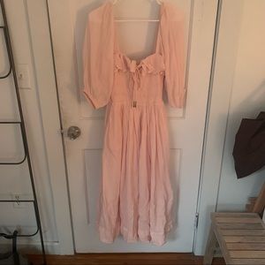 FP pink flowy layered ruched midi dress NWT